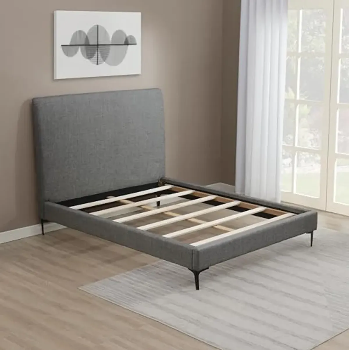 Abbyson Living Evella Upholstered Queen Bed, Gray