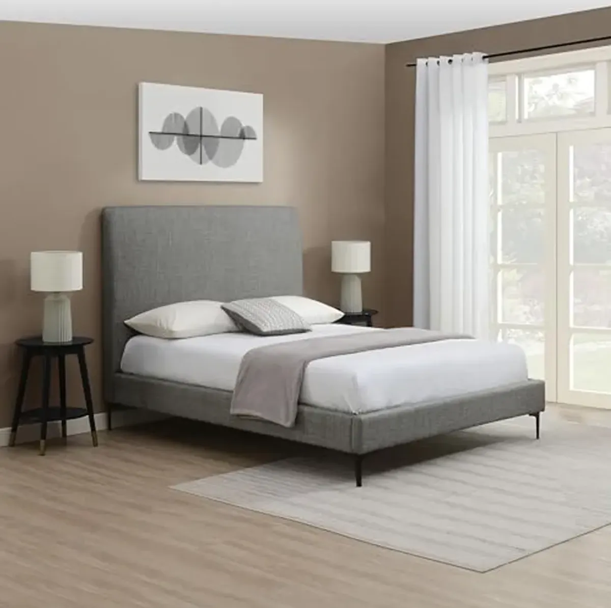 Abbyson Living Evella Upholstered Queen Bed, Gray