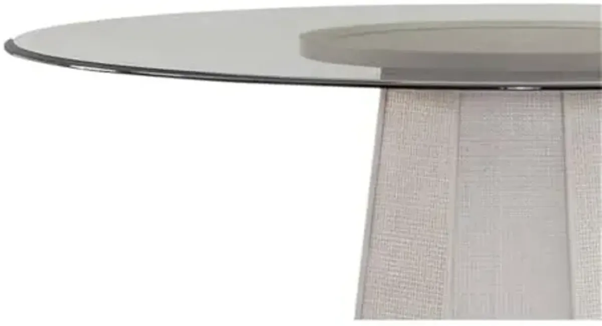 Bassett Mirror Company Korey 48" Round Dining Table in White Wood with Glass Top