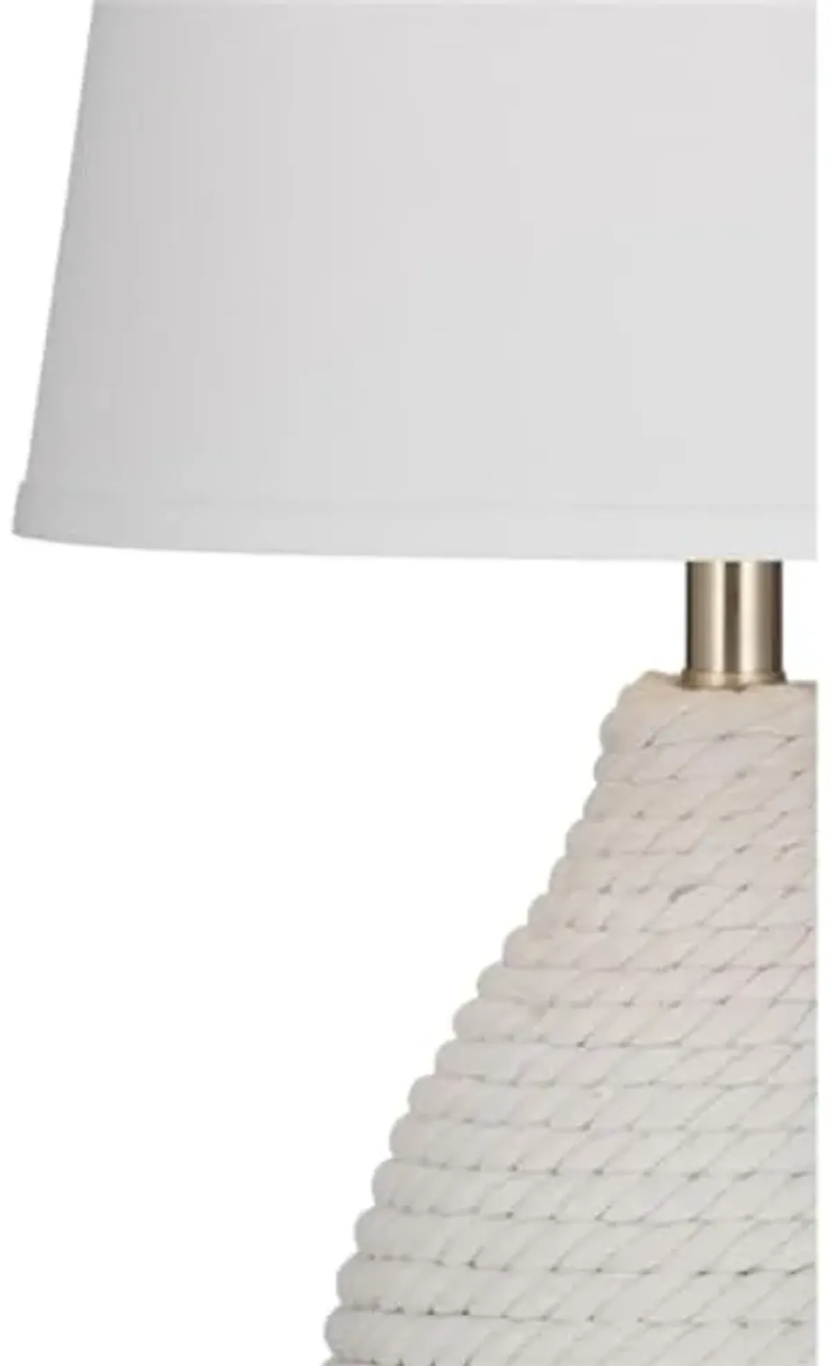 Bassett Mirror Company Nile Table Lamp in White Rope Fabric with Tapered Shade