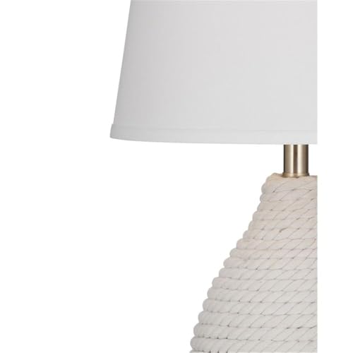 Bassett Mirror Company Nile Table Lamp in White Rope Fabric with Tapered Shade