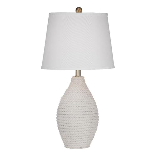 Bassett Mirror Company Nile Table Lamp in White Rope Fabric with Tapered Shade