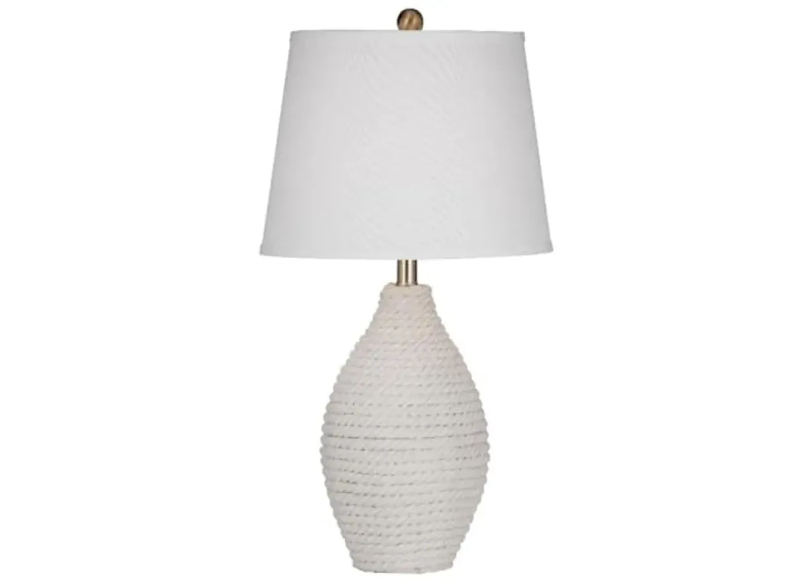 Bassett Mirror Company Nile Table Lamp in White Rope Fabric with Tapered Shade