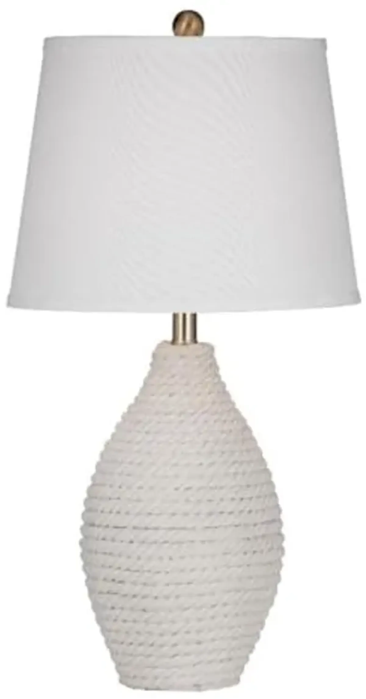 Bassett Mirror Company Nile Table Lamp in White Rope Fabric with Tapered Shade