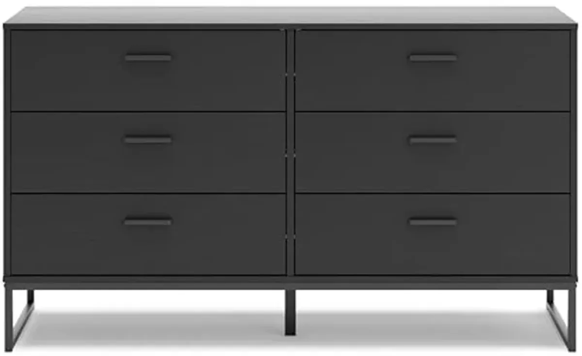 Signature Design by Ashley Socalle Modern 6-Drawer Dresser with Safety Stop, Black