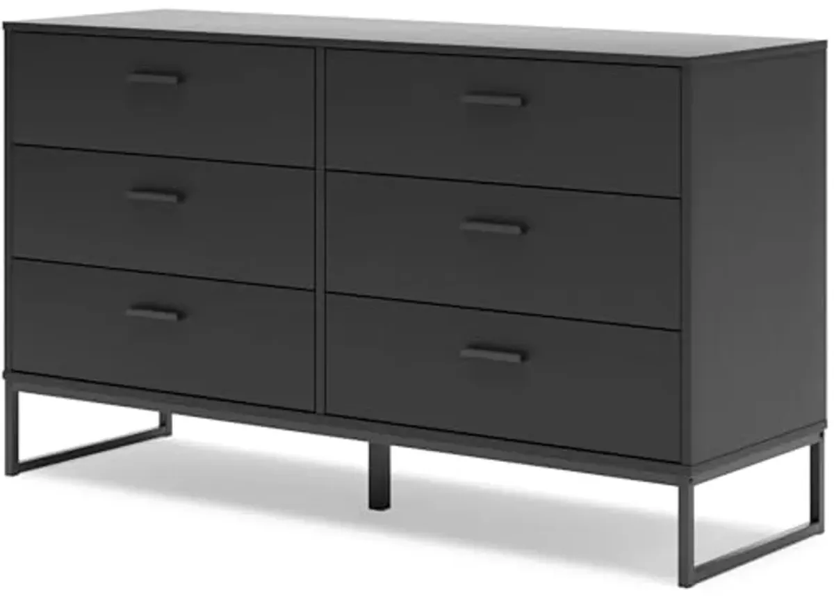 Signature Design by Ashley Socalle Modern 6-Drawer Dresser with Safety Stop, Black