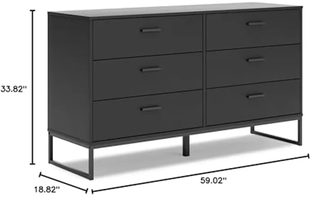 Signature Design by Ashley Socalle Modern 6-Drawer Dresser with Safety Stop, Black