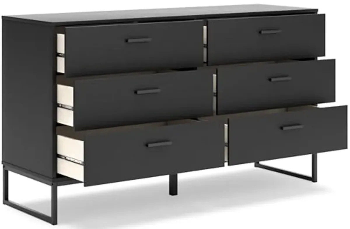 Signature Design by Ashley Socalle Modern 6-Drawer Dresser with Safety Stop, Black