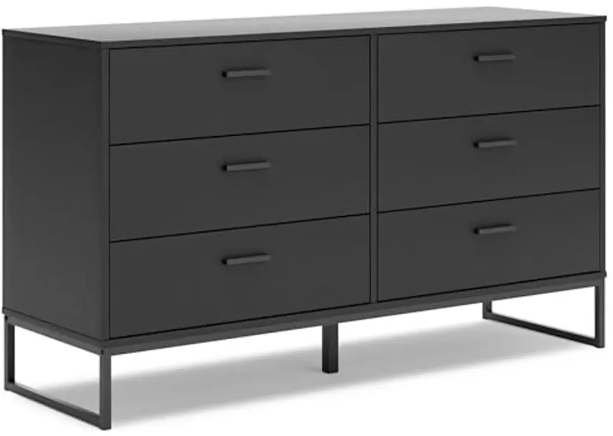 Signature Design by Ashley Socalle Modern 6-Drawer Dresser with Safety Stop, Black