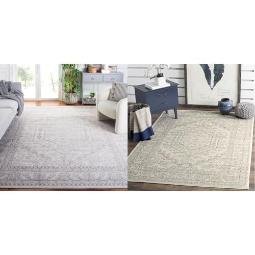 Safavieh Adirondack 8' x 10' & 3' x 5' Ivory & Silver Oriental Medallion Area Rugs - Non-Shedding, Kid & Pet Friendly