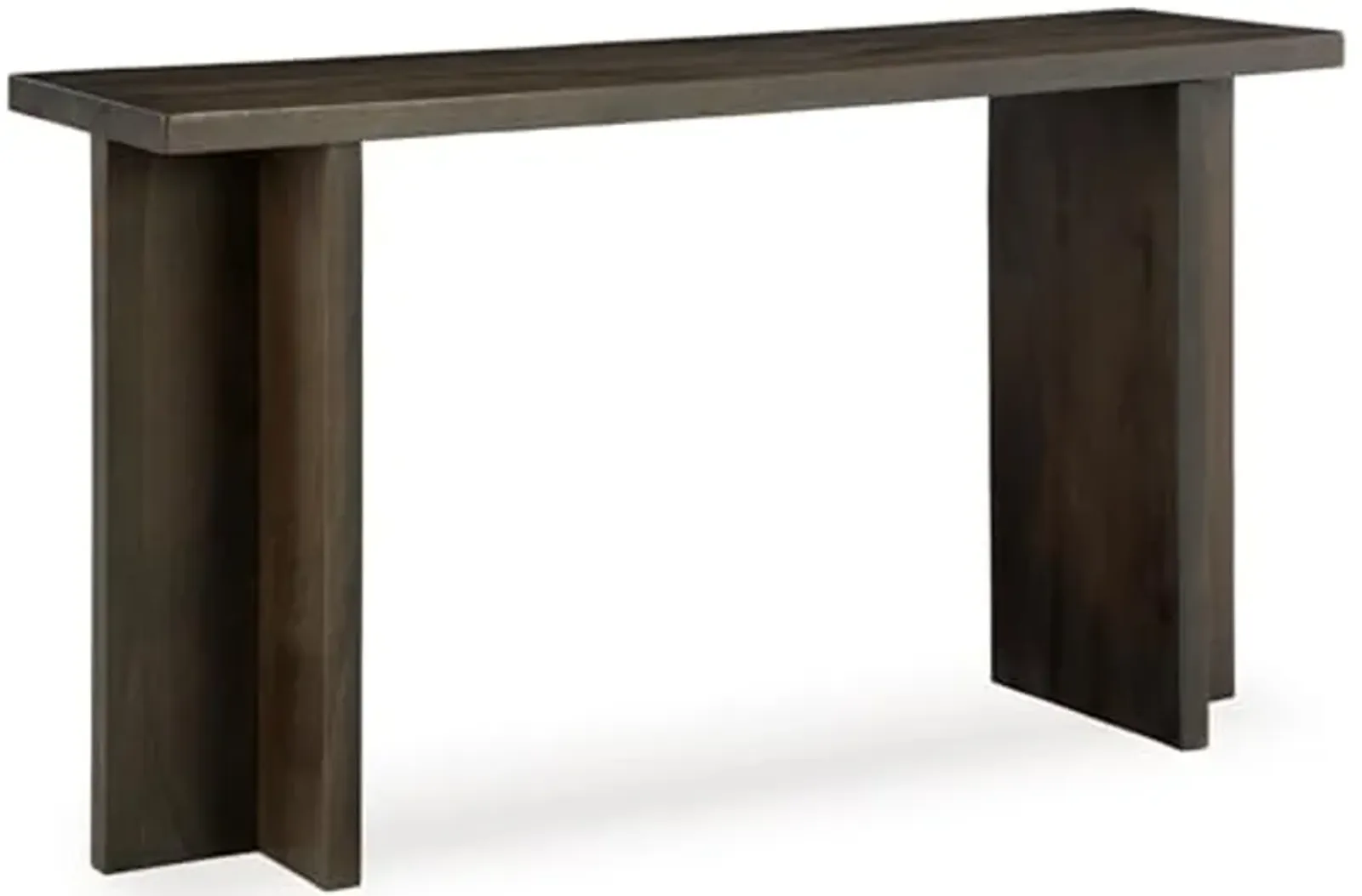 Signature Design by Ashley Jalenry Casual Console Sofa Table with “T” Post Legs and Light Sandblasted Effect, Dark Brown