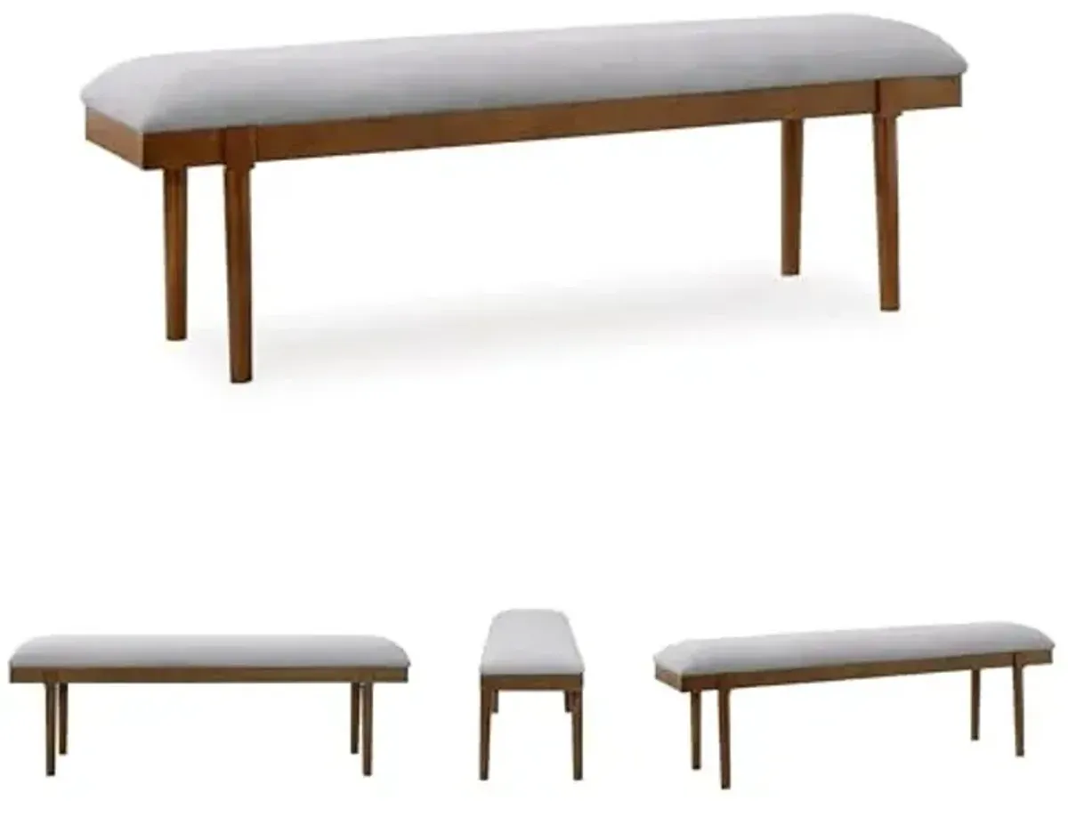 Signature Design by Ashley Lyncott 59" Upholstered Solid Wood Frame Dining Bench, Gray/Brown