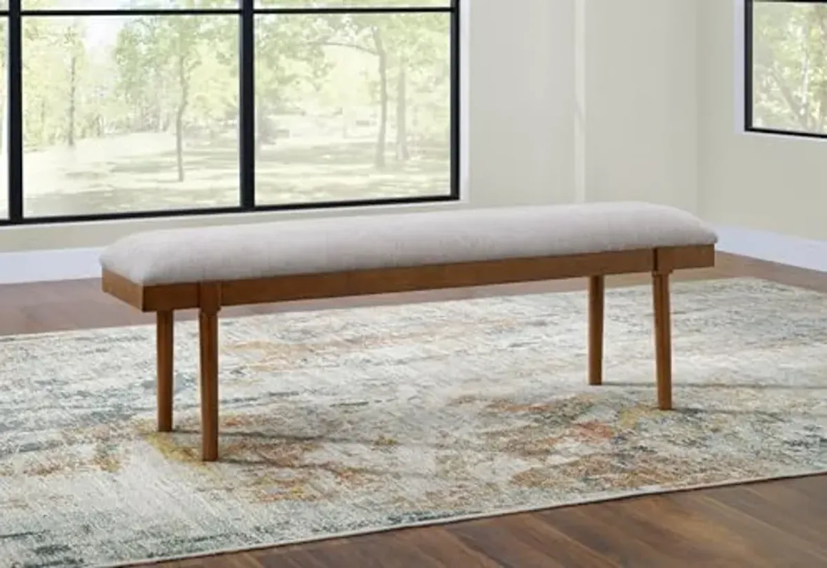 Signature Design by Ashley Lyncott 59" Upholstered Solid Wood Frame Dining Bench, Gray/Brown