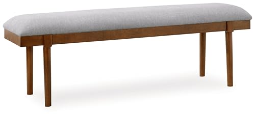 Signature Design by Ashley Lyncott 59" Upholstered Solid Wood Frame Dining Bench, Gray/Brown