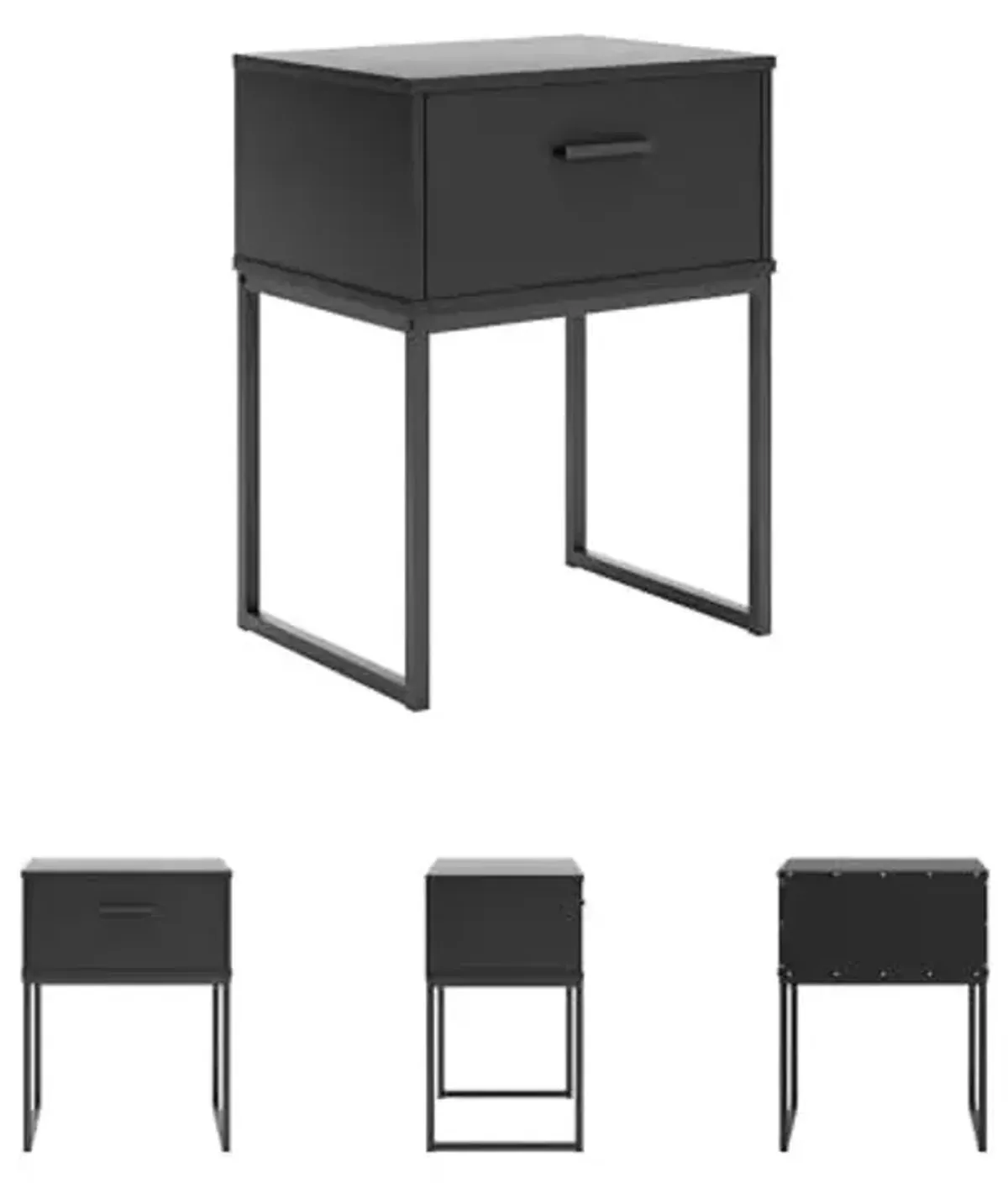 Signature Design by Ashley Socalle Modern 1 Drawer Nightstand with Metal Legs, 26.02" Tall, Black