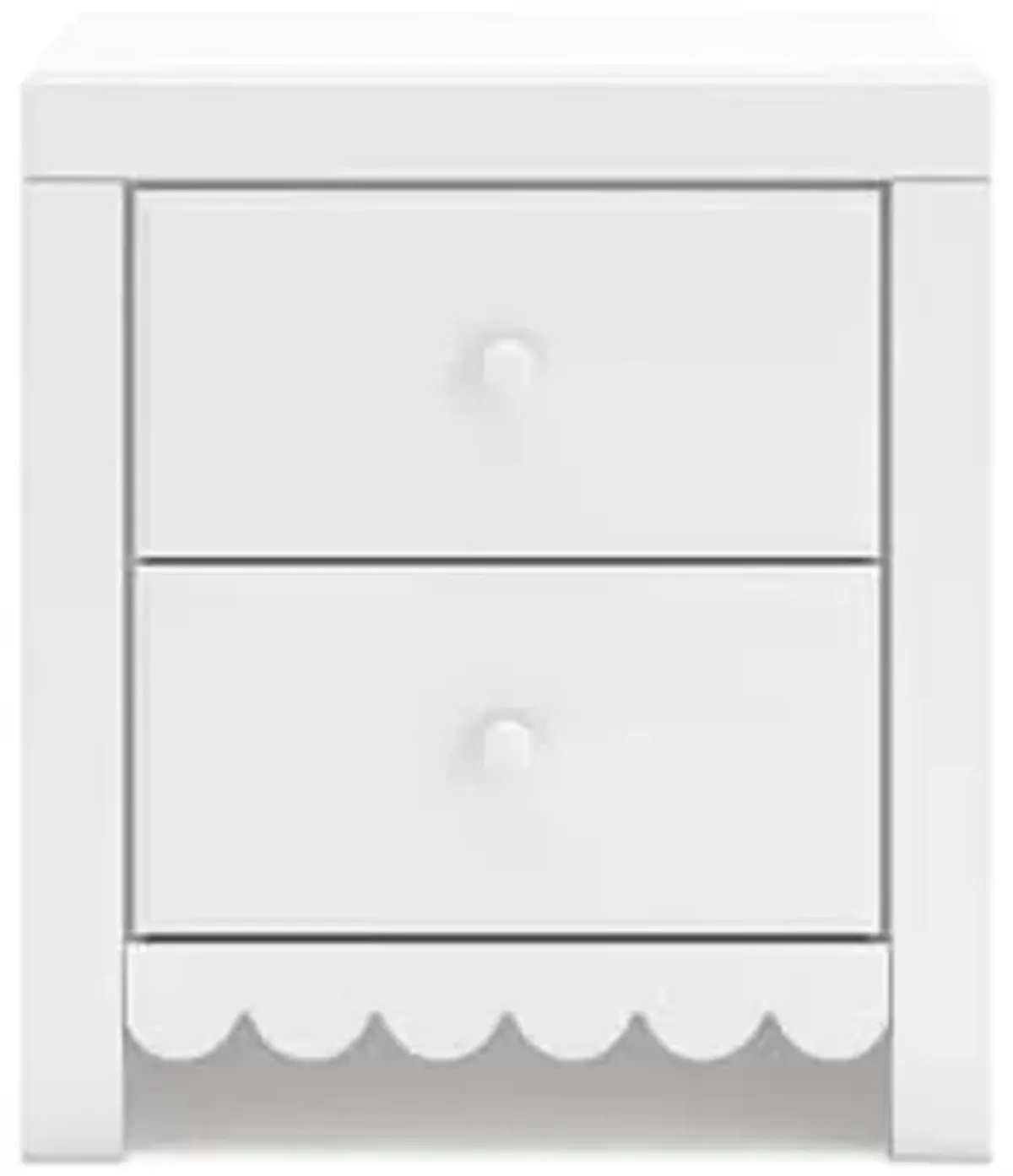 Signature Design by Ashley Mollviney Minimalist 2 Drawer Nightstand with USB Ports, 24.25" Tall, White