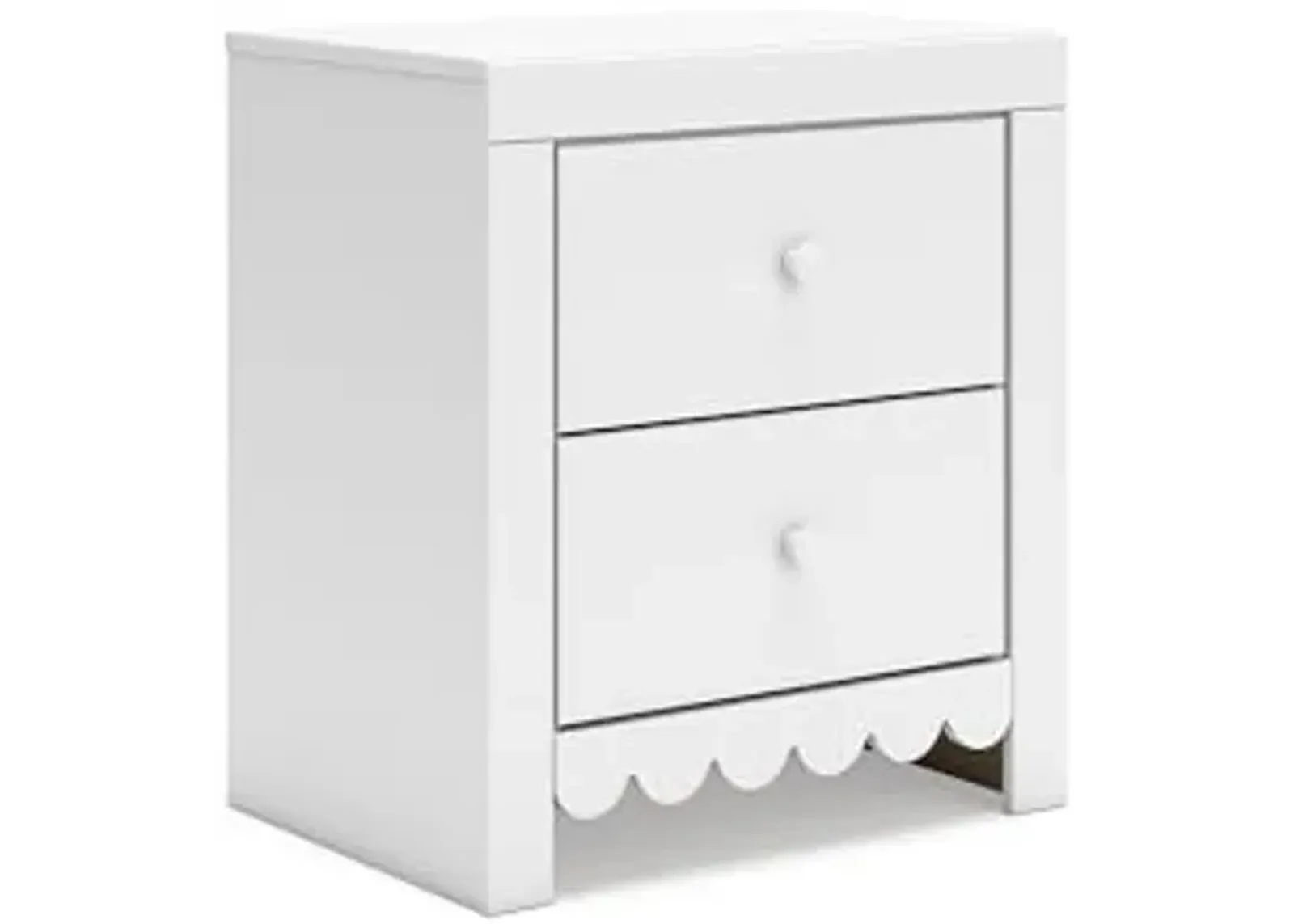 Signature Design by Ashley Mollviney Minimalist 2 Drawer Nightstand with USB Ports, 24.25" Tall, White