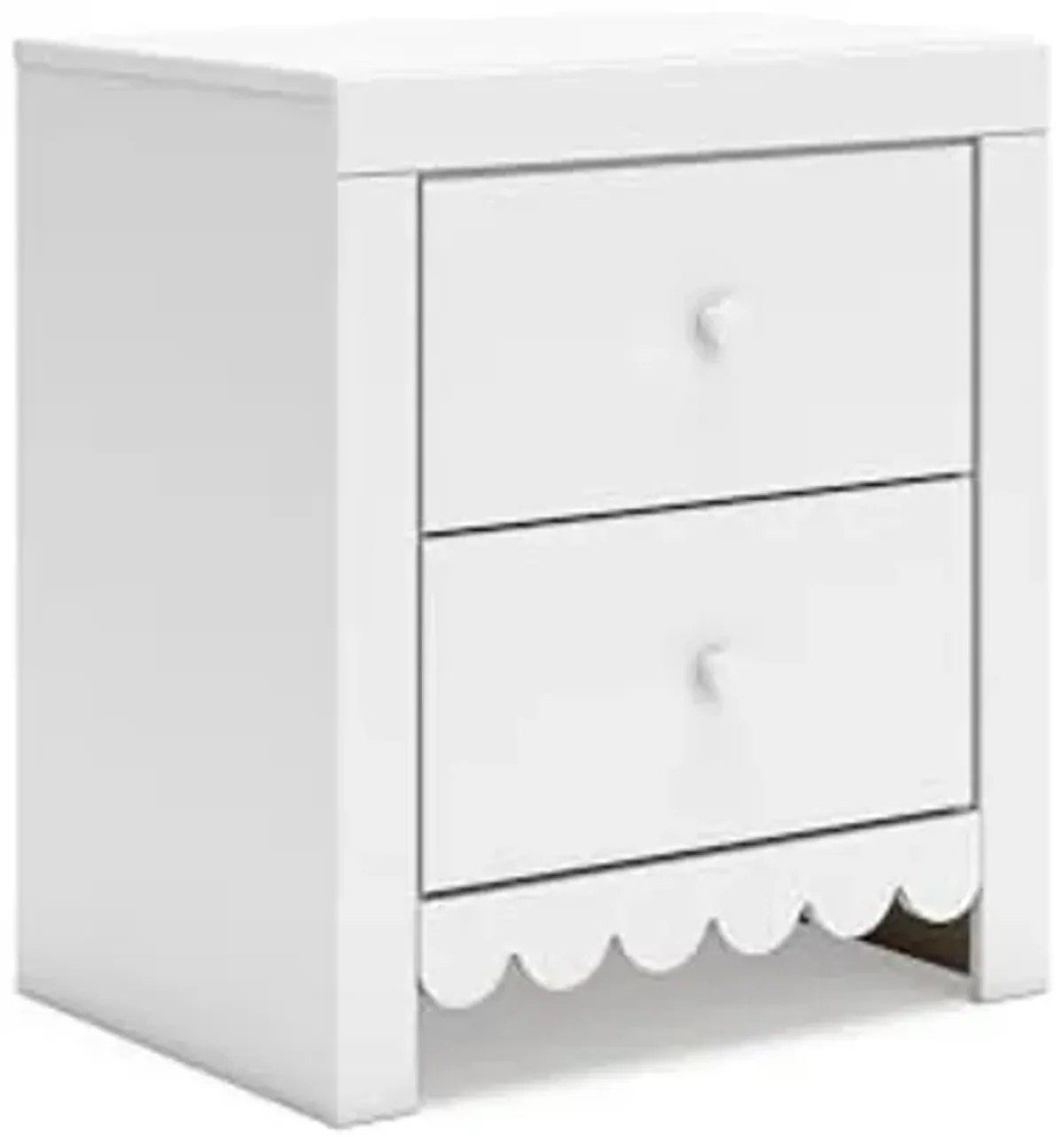 Signature Design by Ashley Mollviney Minimalist 2 Drawer Nightstand with USB Ports, 24.25" Tall, White