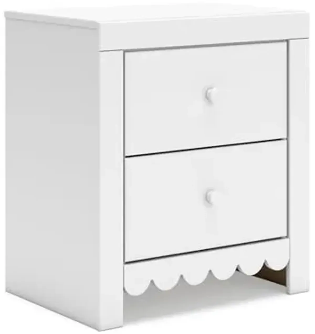Signature Design by Ashley Mollviney Minimalist 2 Drawer Nightstand with USB Ports, 24.25" Tall, White