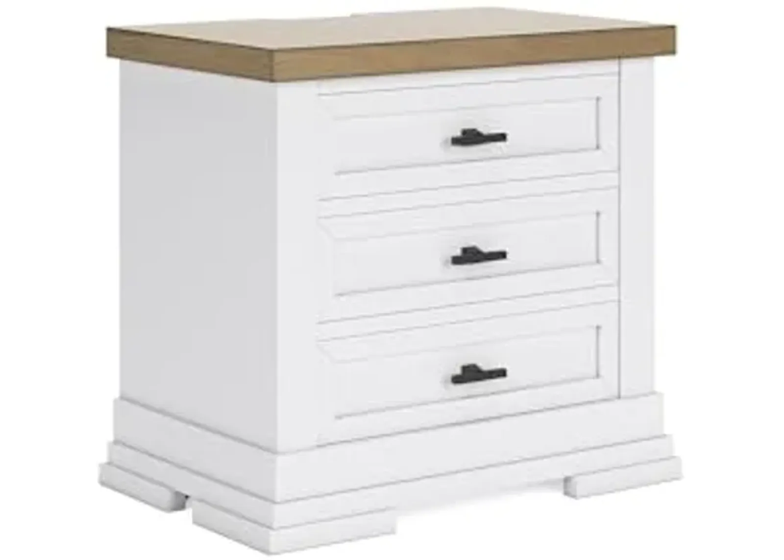 Signature Design by Ashley Ashbryn 3 Drawer Nightstand with USB Ports, White, White, Natural