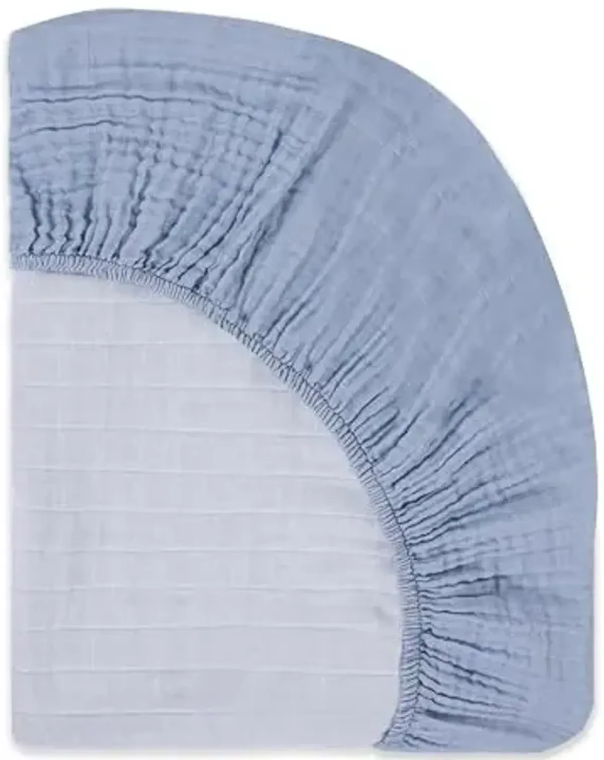 Babyletto 100% Organic Cotton Crib Sheet, GOTS-Certified, Fitted 360°, Ultra-Soft and Breathable Muslin - Dewdrop Blue