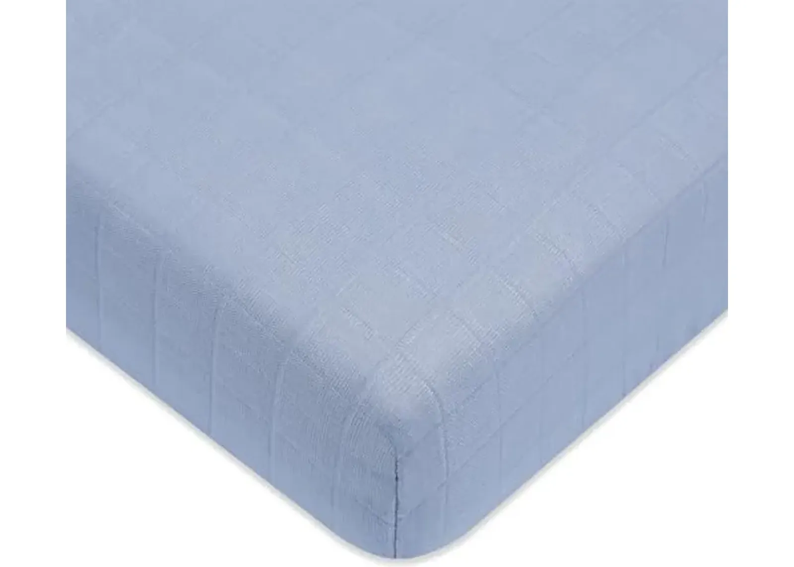 Babyletto 100% Organic Cotton Crib Sheet, GOTS-Certified, Fitted 360°, Ultra-Soft and Breathable Muslin - Dewdrop Blue