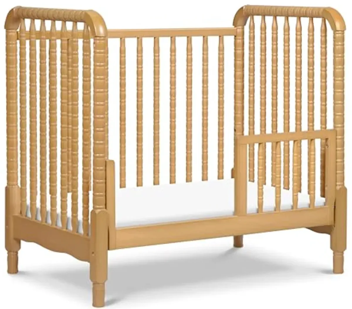 DaVinci Jenny Lind 3-in-1 Convertible Mini Crib in Honey, Removable Wheels, Greenguard Gold Certified