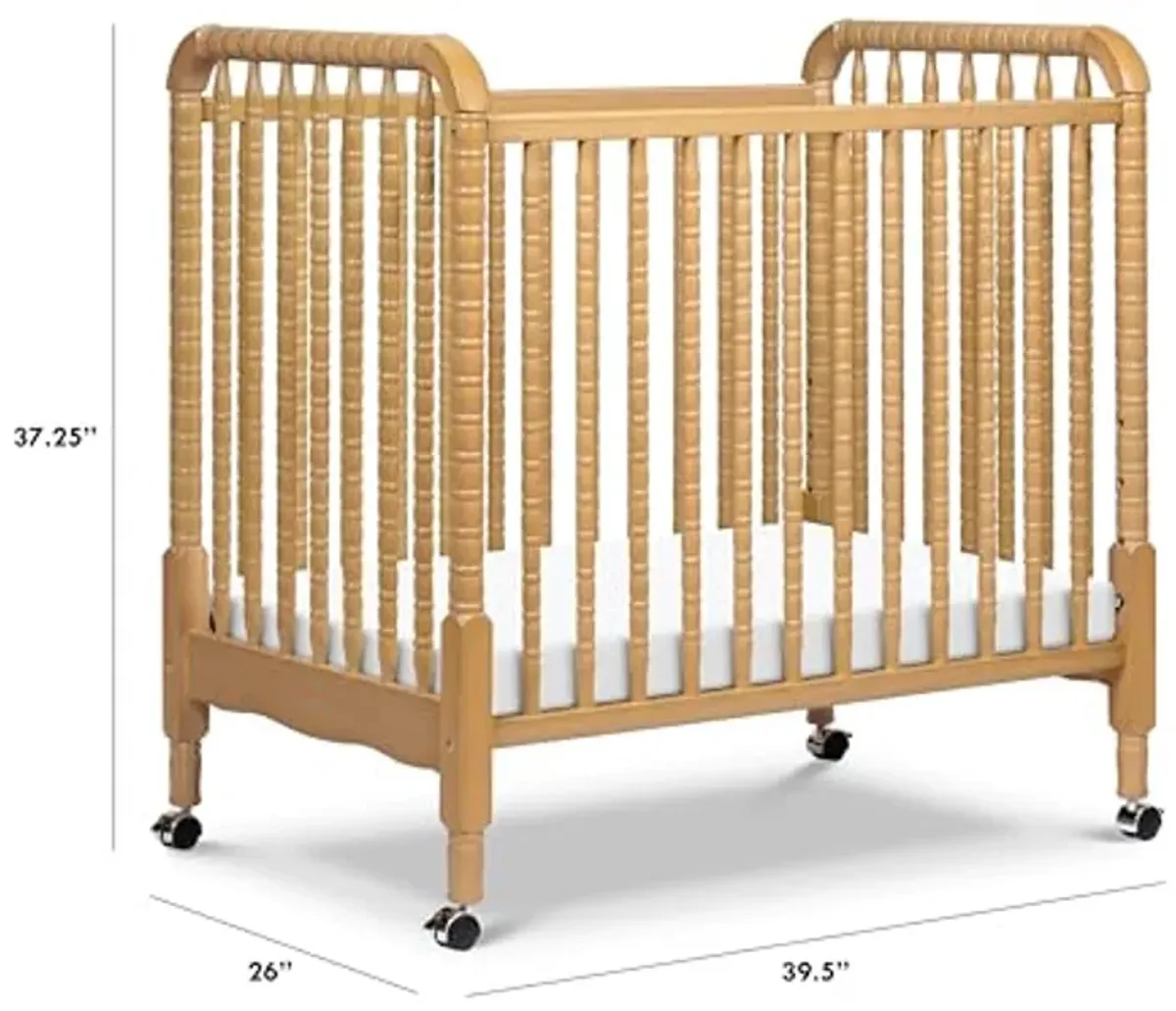 DaVinci Jenny Lind 3-in-1 Convertible Mini Crib in Honey, Removable Wheels, Greenguard Gold Certified