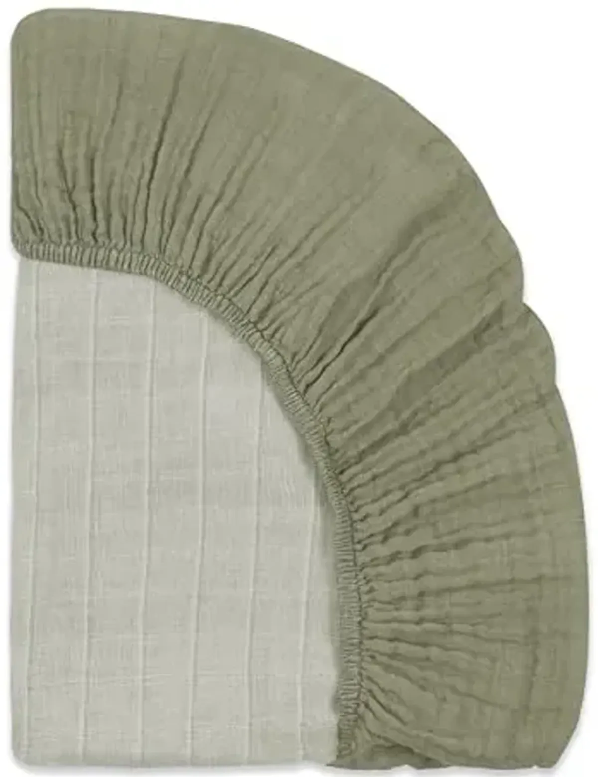 Babyletto 100% Organic Cotton Mini Crib Sheet, GOTS-Certified, Fitted 360°, Ultra-Soft and Breathable Muslin - Matcha Green