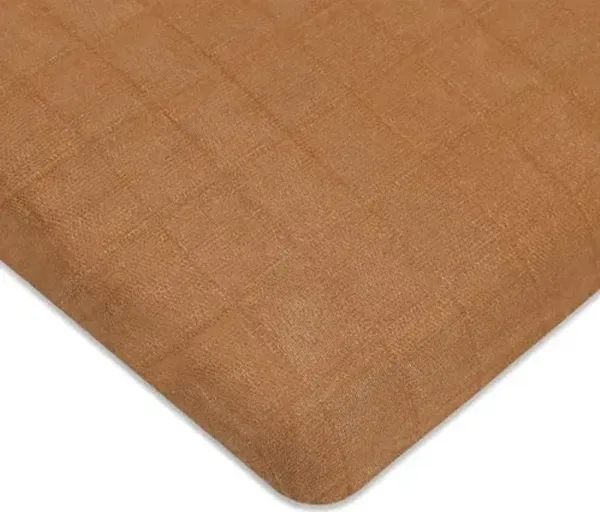 Babyletto 100% Organic Cotton All-Stages Midi Crib Sheet, GOTS-Certified, Fitted 360°, Ultra-Soft and Breathable Muslin - Burnt Sienna