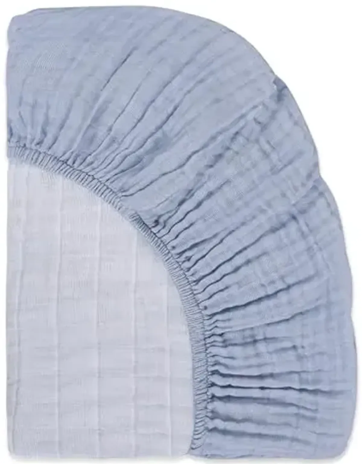 Babyletto 100% Organic Cotton All-Stages Midi Crib Sheet, GOTS-Certified, Fitted 360°, Ultra-Soft and Breathable Muslin - Dewdrop Blue