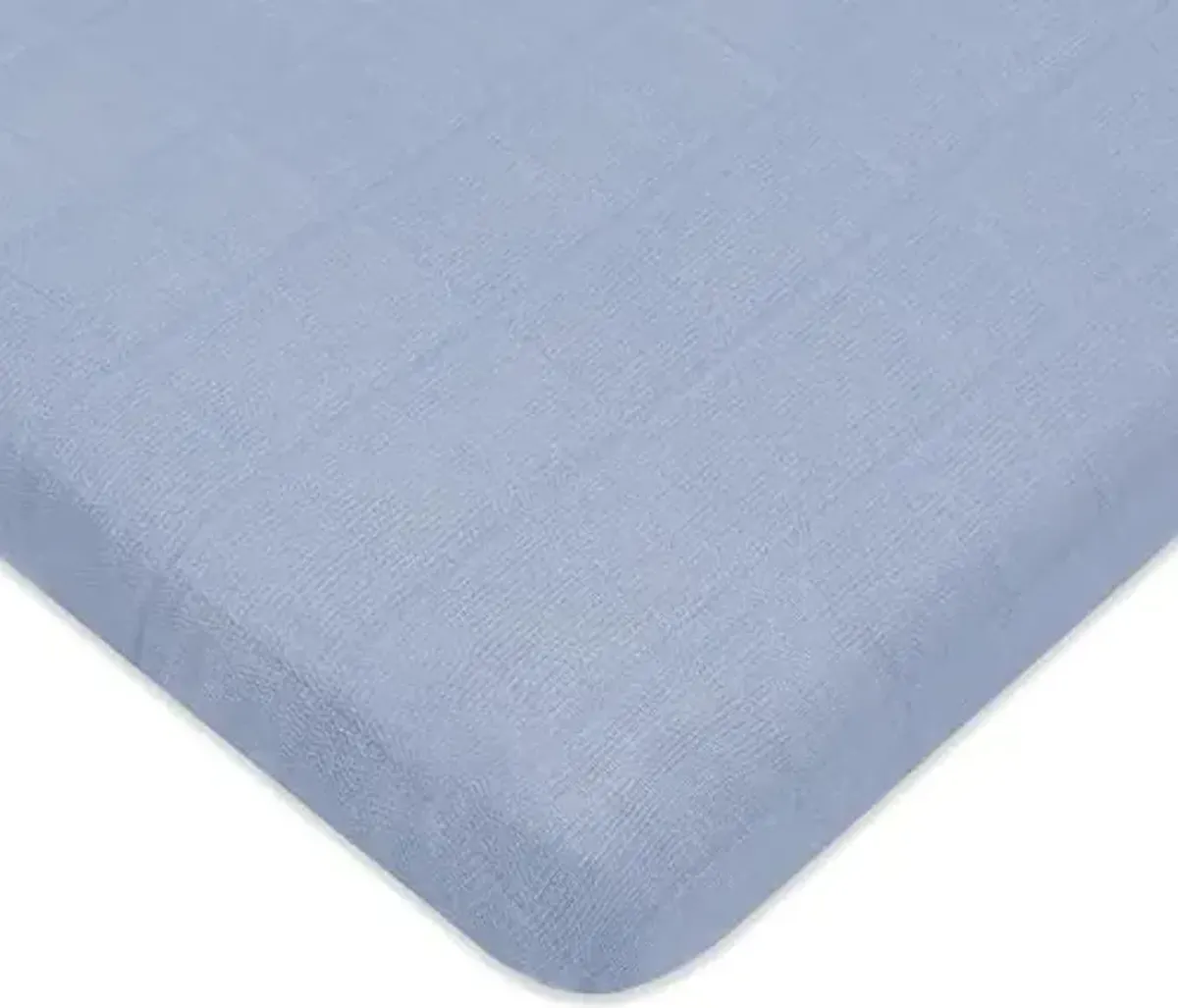 Babyletto 100% Organic Cotton All-Stages Midi Crib Sheet, GOTS-Certified, Fitted 360°, Ultra-Soft and Breathable Muslin - Dewdrop Blue
