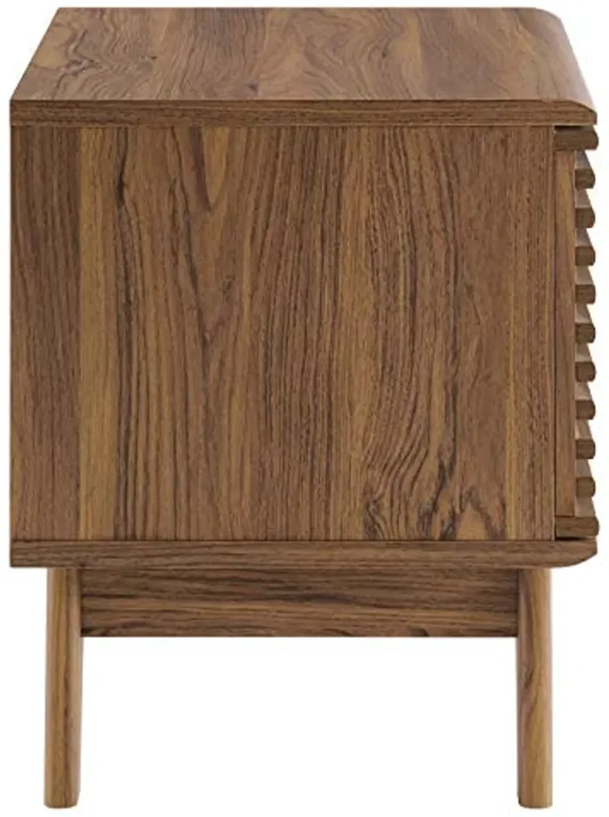 Modway 19" Vinyl Record Display Stand in Walnut and End Table or Nightstand in Walnut