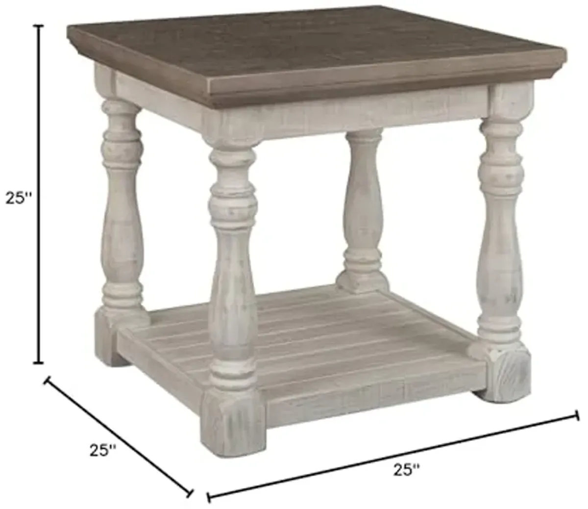 Ashley Havalance 2-Piece Farmhouse Square End Table Set, White & Gray