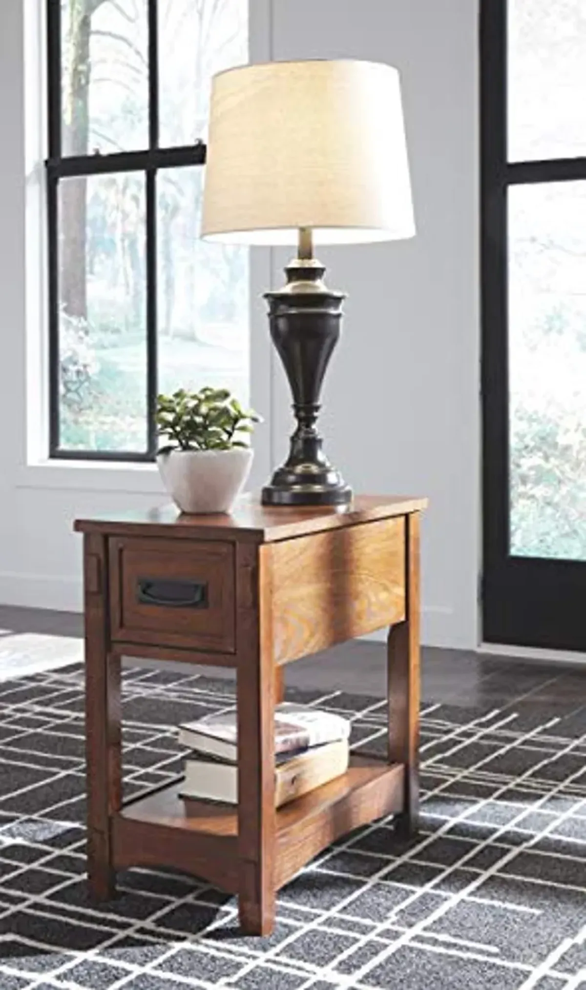 Ashley Woodboro Living Room Furniture and Chair Side End Table Bundle, Brown