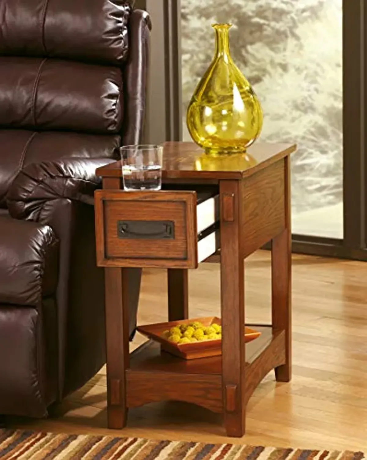 Ashley Woodboro Living Room Furniture and Chair Side End Table Bundle, Brown