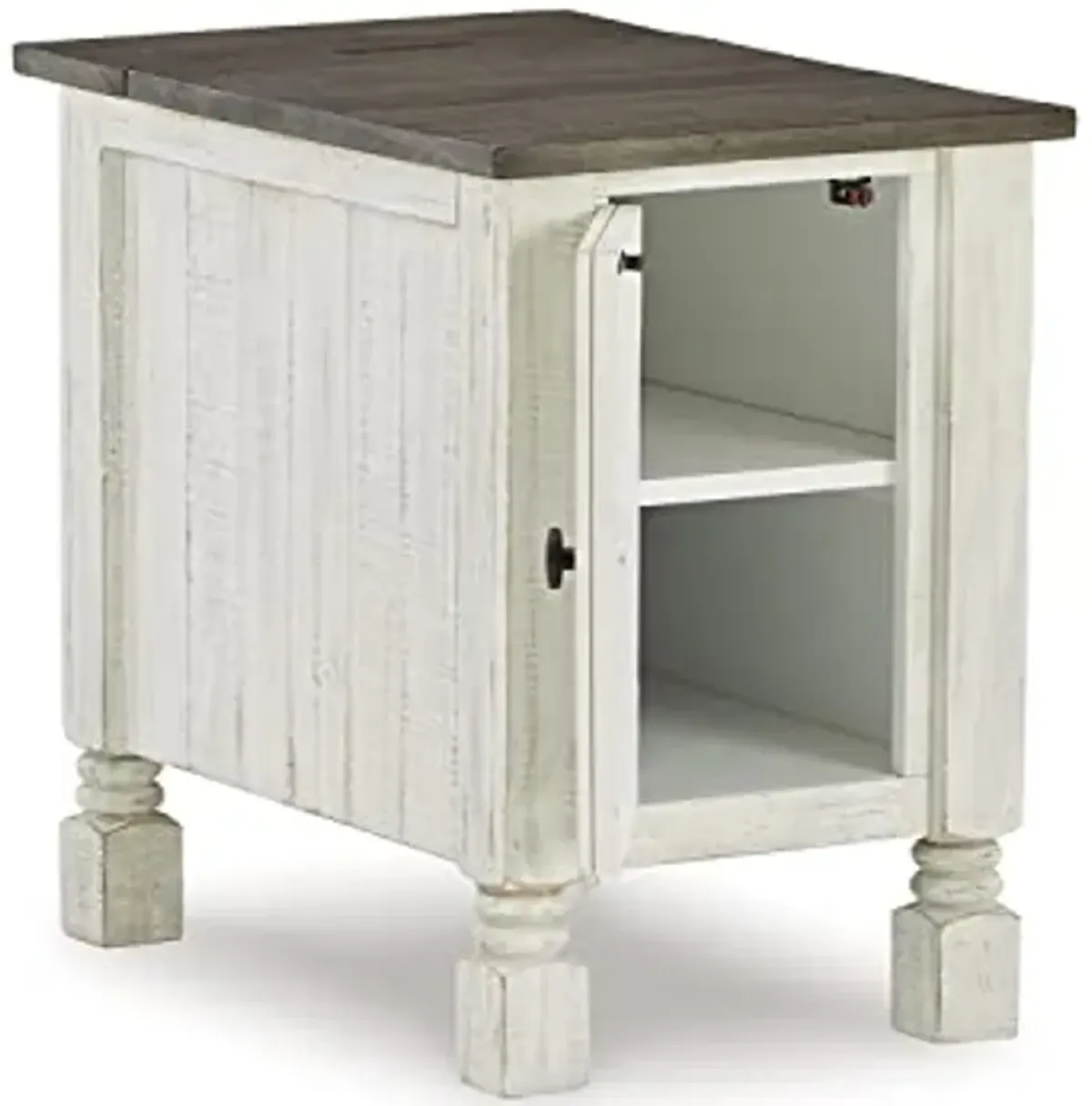 Ashley Havalance French Country Square & Chair Side End Tables, White & Gray