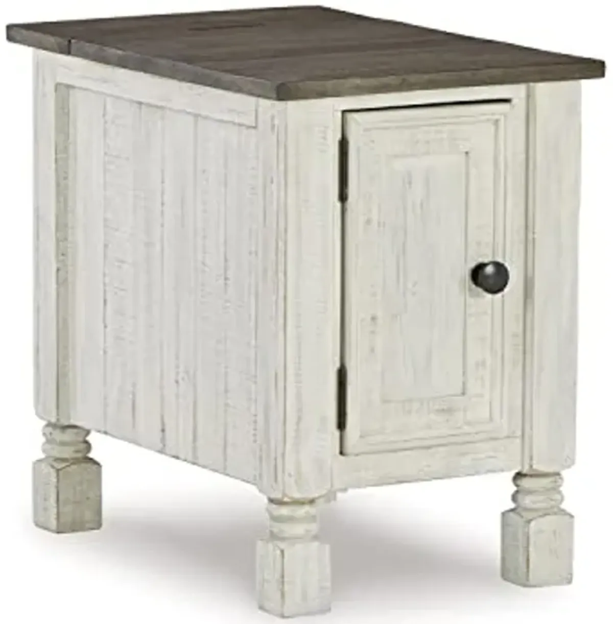 Ashley Havalance French Country Square & Chair Side End Tables, White & Gray