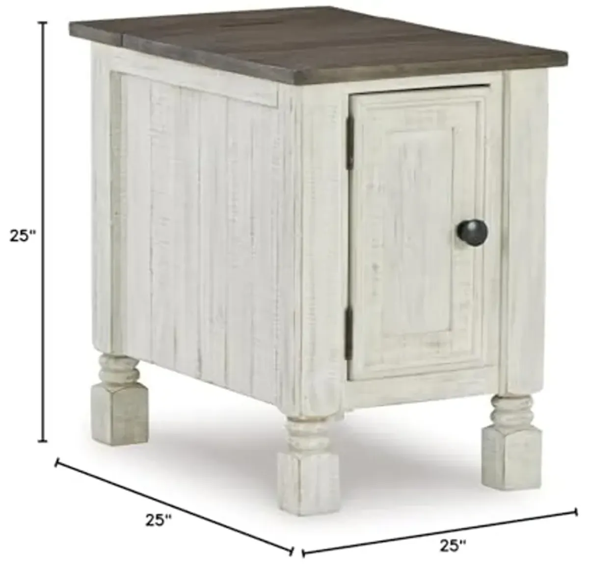 Ashley Havalance French Country Square & Chair Side End Tables, White & Gray