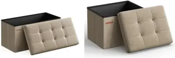 SONGMICS 30" Folding Storage Ottoman Bench and 12.2" Storage Ottoman Foot Rest Stool with Storage Chest ULSF047R01 ULSF102K01
