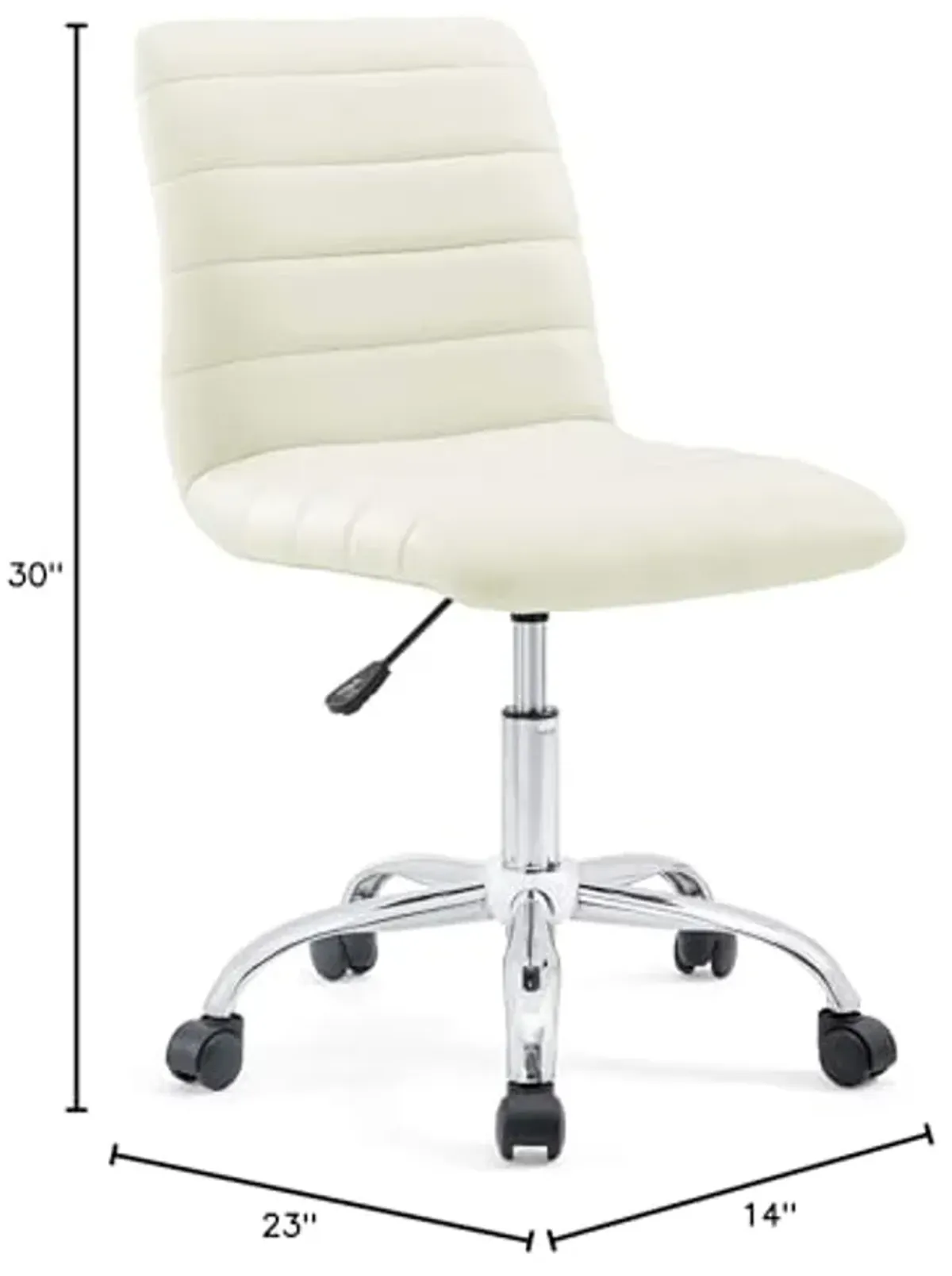 Casafoyer Ripple Armless Office Chair | Chrome Frame | Adjustable Height | 360 Swivel