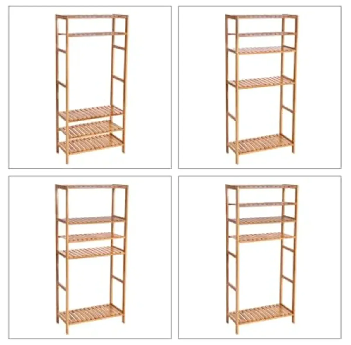 SONGMICS Bamboo Storage Shelf, 5-Tier Shelving Unit, Multifunctional, in The Entryway, Bathroom, Living Room, Balcony, Kitchen, 10.2 x 23.6 x 51.2 Inches, Natural UBCB35Y