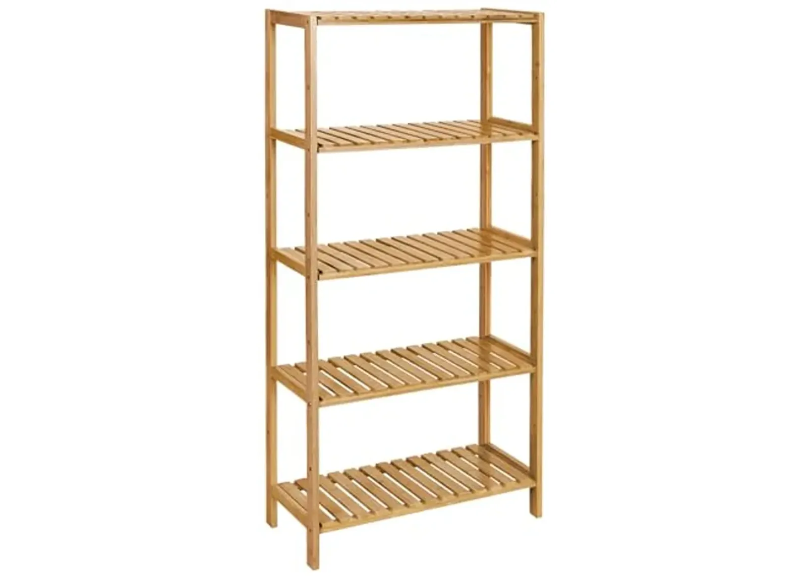 SONGMICS Bamboo Storage Shelf, 5-Tier Shelving Unit, Multifunctional, in The Entryway, Bathroom, Living Room, Balcony, Kitchen, 10.2 x 23.6 x 51.2 Inches, Natural UBCB35Y