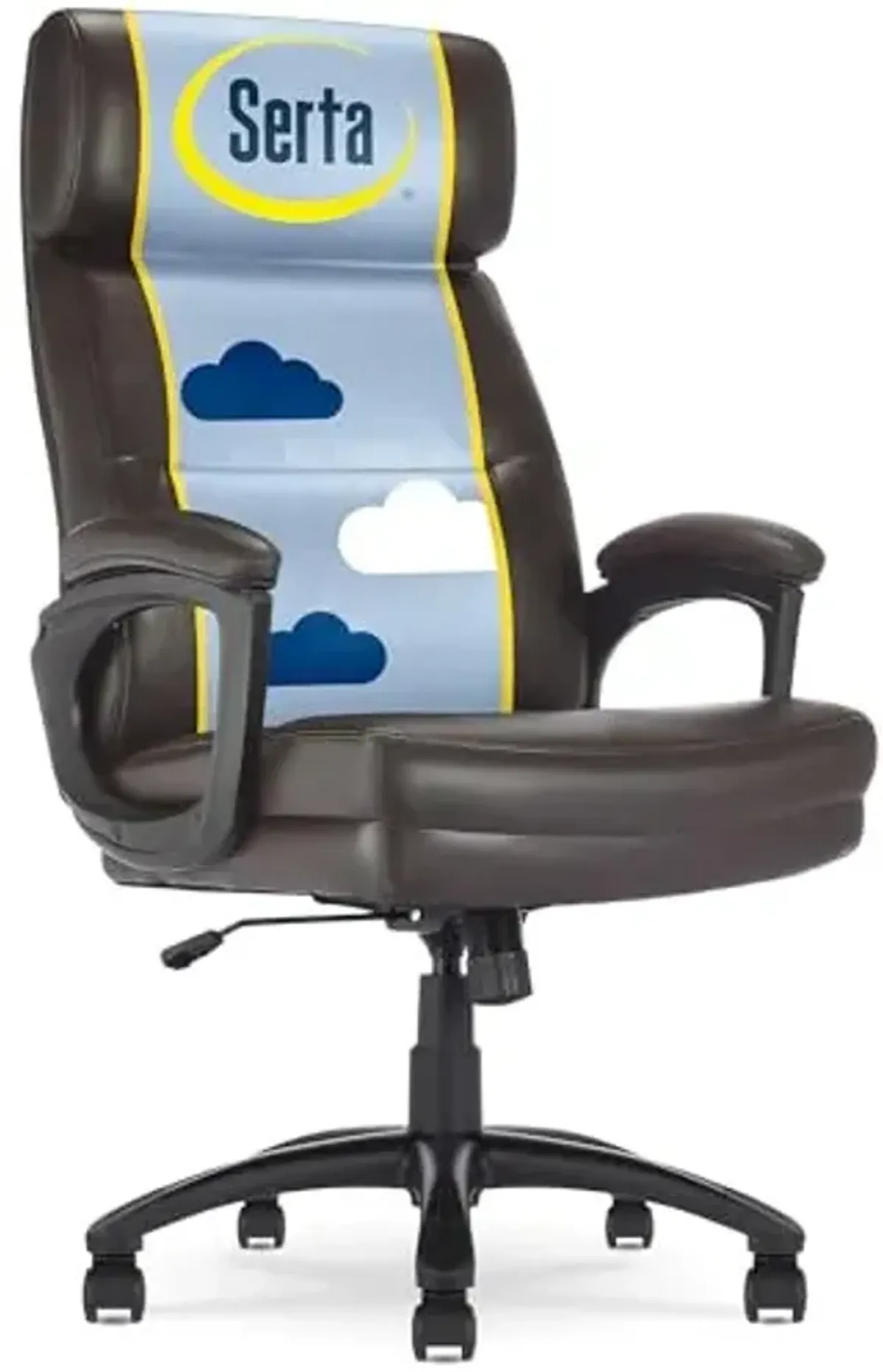 Serta Comfort Executive Big & Tall Office Chair, Ergonomic High-Back Computer DeskChair, Semi Plush Cushion Seat, Soft Padded Armrests, SertaQuality Foam, Metal Swivel Base, Bonded Leather, Black