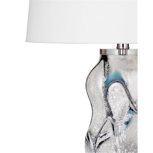 Bassett Mirror Company Merrick Table Lamp in Clear White and Blue Art Glass