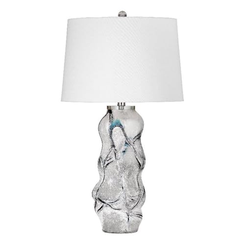 Bassett Mirror Company Merrick Table Lamp in Clear White and Blue Art Glass