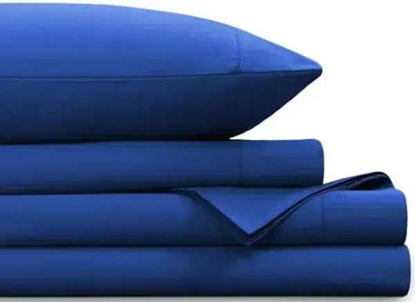 Tribeca Living 1000 Thread Count Egyptian Cotton Standard Pillowcases, Luxurious and Ultra Soft Sateen Weave, Set of 2, Envelope Closure, Hemstitch Detail, Classic Blue