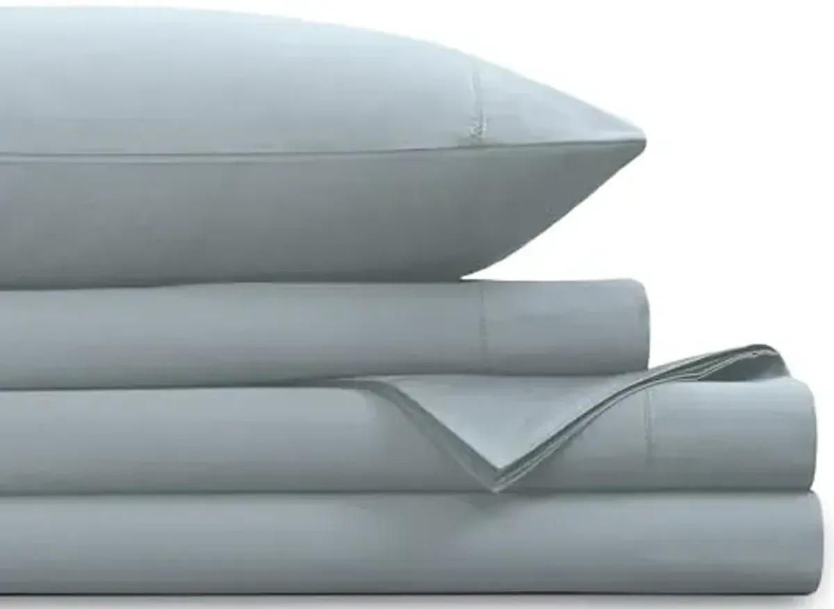 Tribeca Living 1000 Thread Count Egyptian Cotton King Pillowcases, Luxurious and Ultra Soft Sateen Weave, Set of 2, Envelope Closure, Hemstitch Detail, Mist Grey