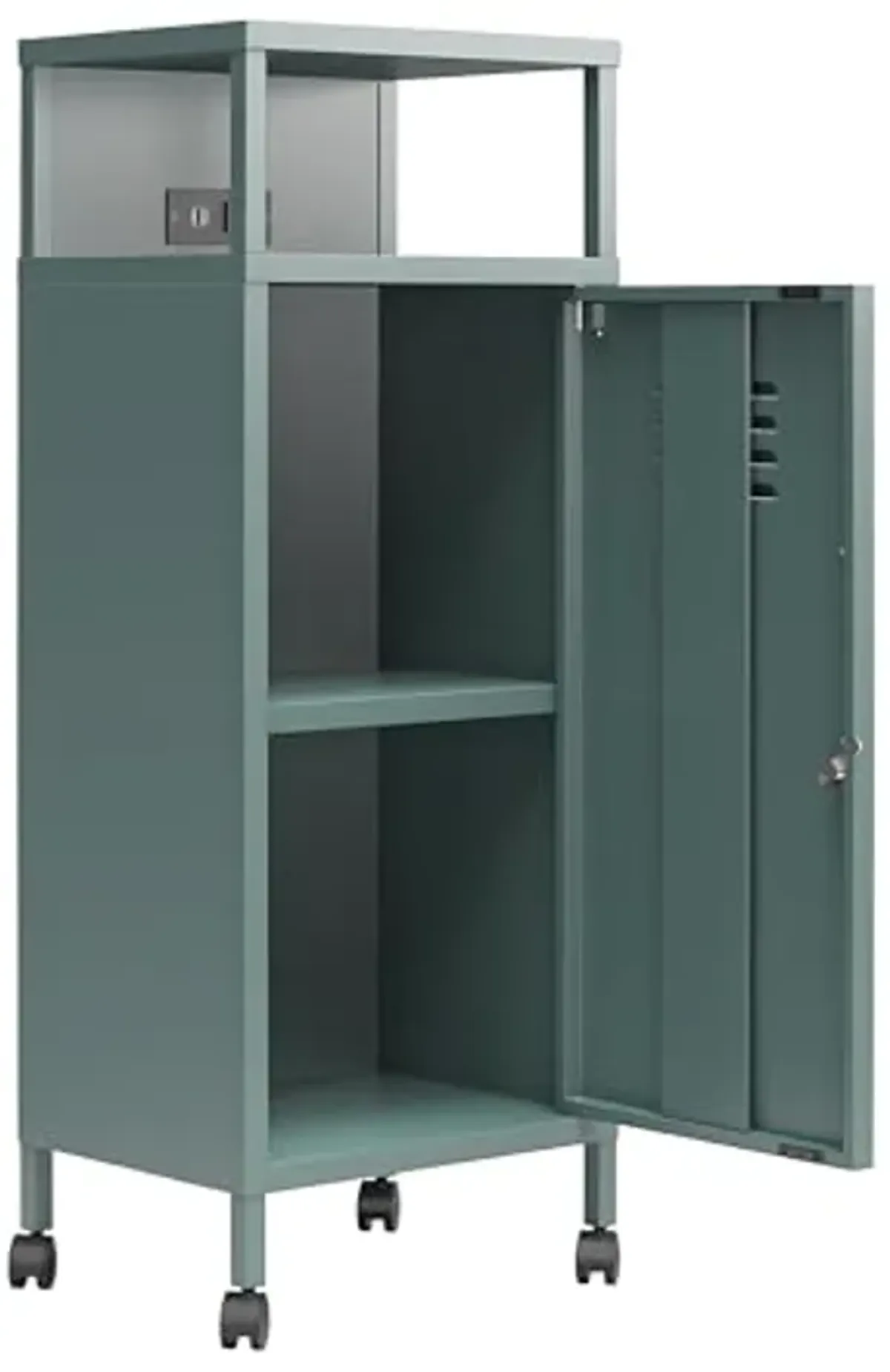 Novogratz Cache Metal Locker-Style Mobile Storage Cart, Hunter Green