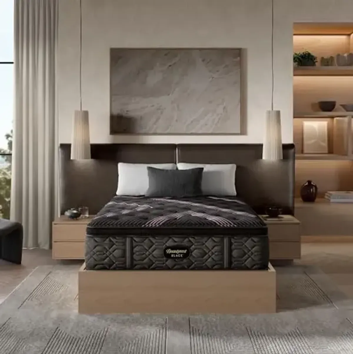 Beautyrest Black Series Two 16.25" Plush Pillow Top Queen Mattress - Breathable, Cooling, and Supportive - CertiPUR-US Certified, 100-Night Sleep Trial, and 10-Year Limited Warranty